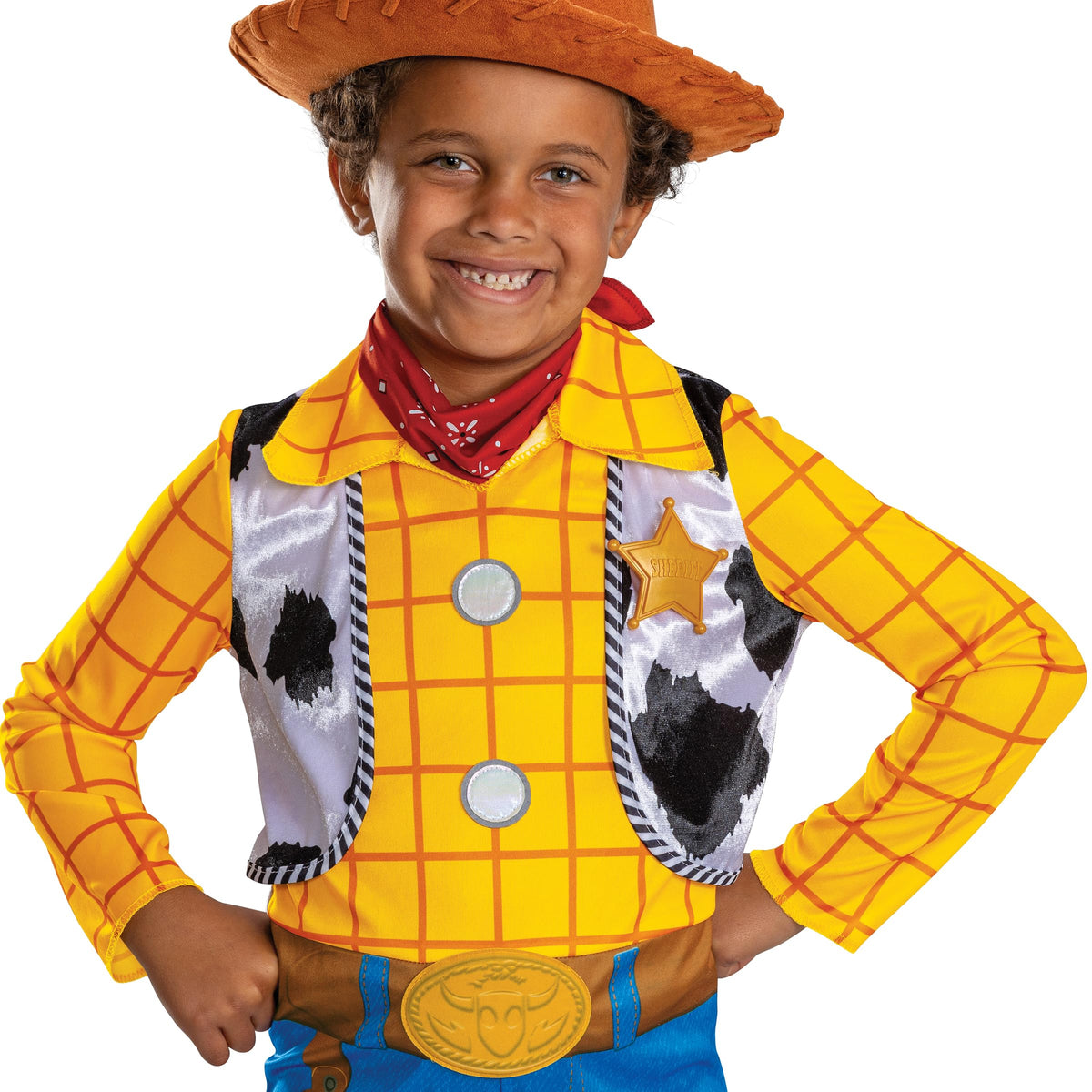 Disney Toy Story Deluxe Woody Costume, Official Boys Halloween Dress Up Outfit, Size (7-8)