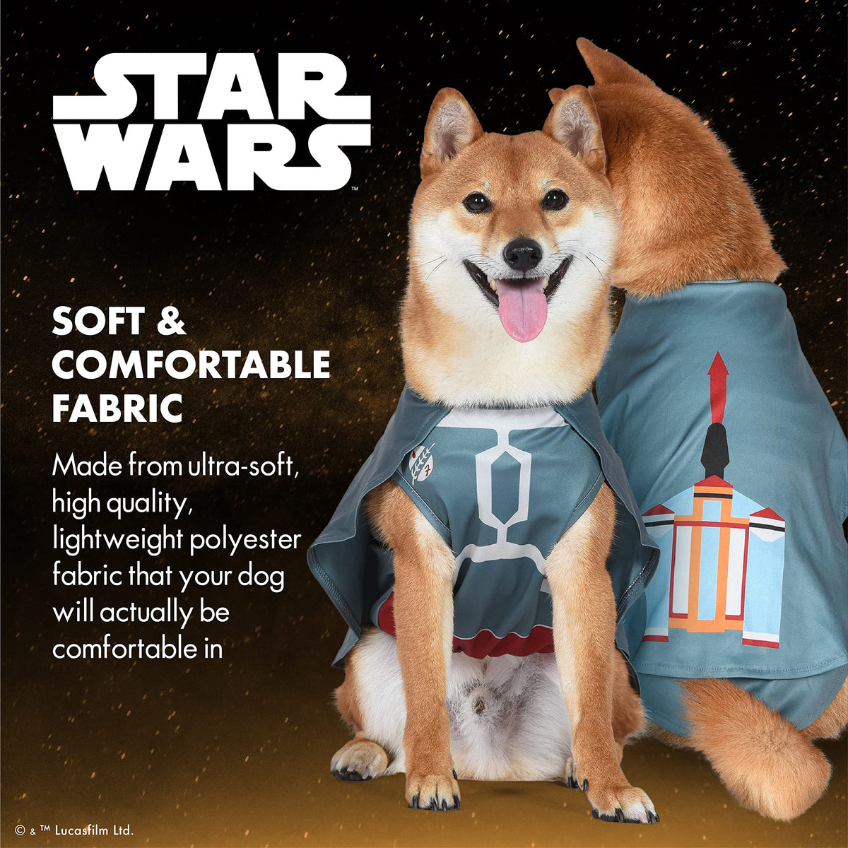 Star Wars for Pets Boba Fett Halloween Dog Costume - Officially Licensed Star Wars Bounty Hunter Dog Costume with Attached Cape, Machine Washable Polyester, Size Large