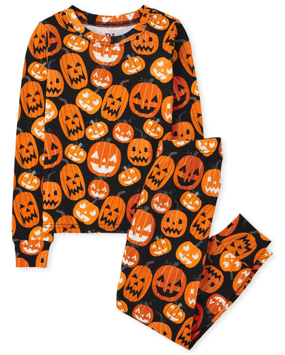 The Children's Place Kids' Family Matching, Halloween Pajama Sets, Cotton, Pumpkin Allover, 14
