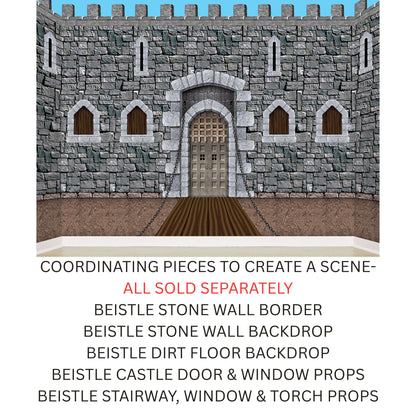 Beistle Stone Wall Backdrop 3-Count – Extra Large 4' x 30' Plastic Medieval Wall Decorations for Halloween Parties, Castle-Themed Events, Haunted Houses, Fantasy Photo Backgrounds