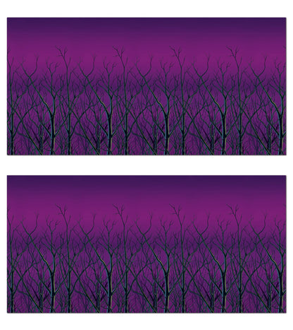 Beistle Spooky Forest Treetops Wall Backdrops, 4' x 30', 2 Pack - Purple Halloween Decoration, Photo Backdrop, Easy to Adhere Wall Covering