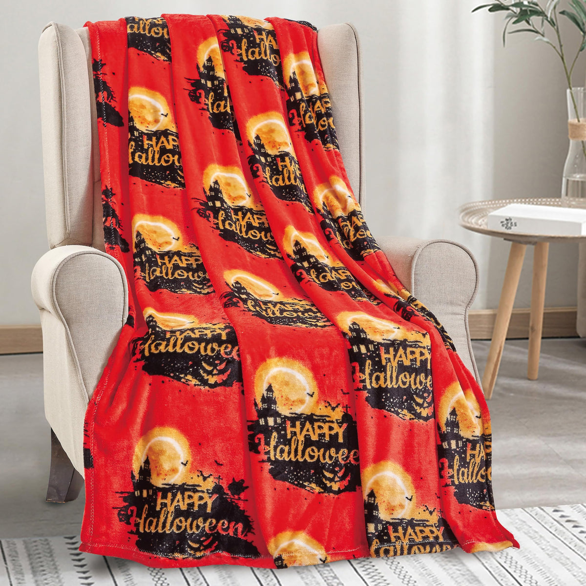 Elegant Comfort Lightweight Throw Blanket- Halloween Themed, Soft, Cozy and Plush- Throw Blankets, Perfect for Lounging This Spooky Season, 50 x 60 inches, Halloween House, Throw Blanket
