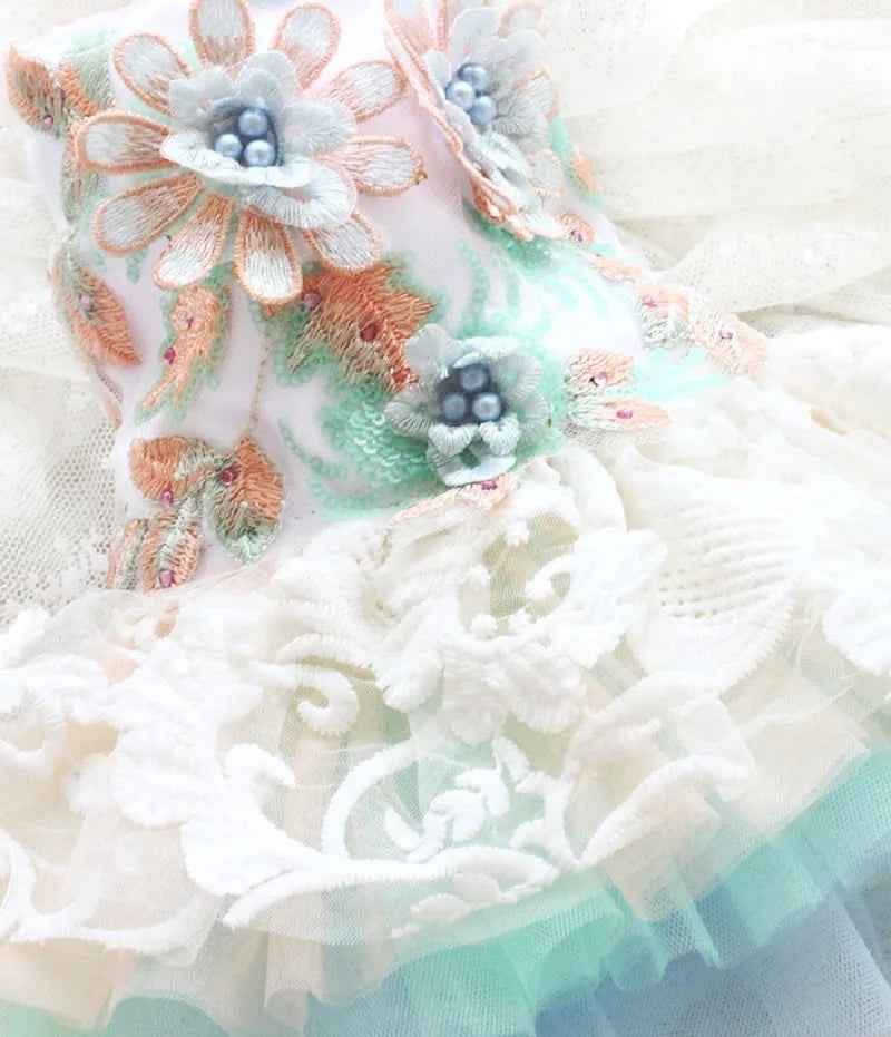 Sakura Bloom Dog Dress | Embroidered Occasion Dog Outfit