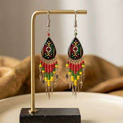 OldTribes™ Small Sized Southwestern Red and Yellow Teardrop Earrings