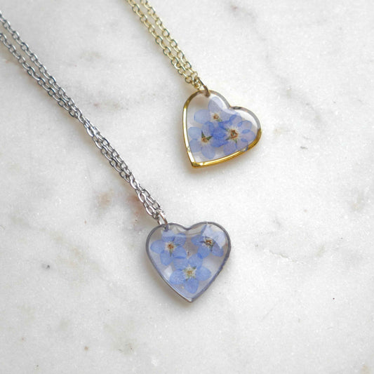 Collier Myosotis - grand coeur 20mm