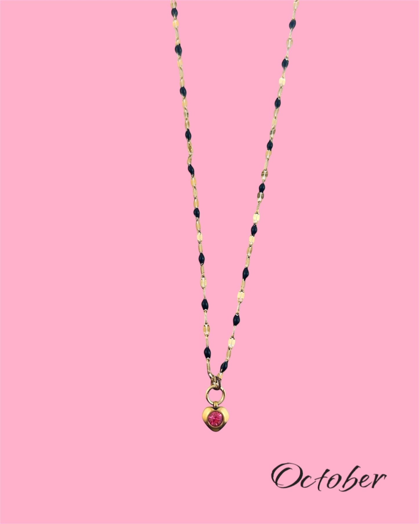 Heart Stone Necklaces in gold - various birthstone colours