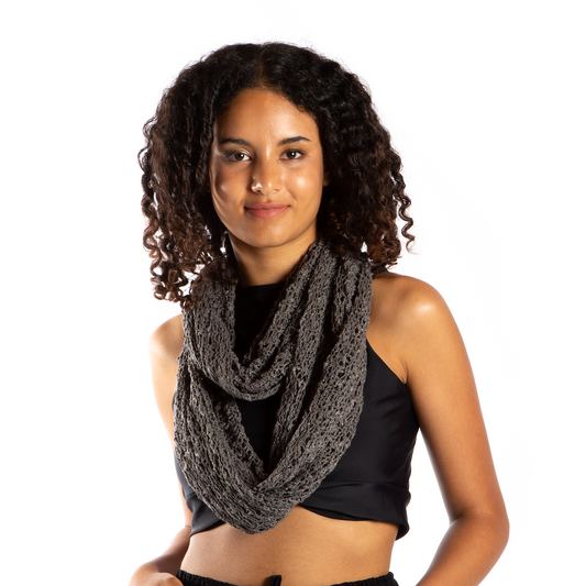 Popcorn Knit Infinity Scarf - Grey