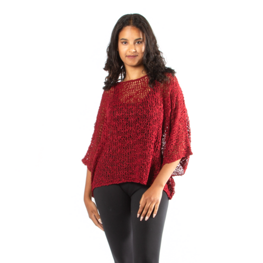 Popcorn Knit Top - Dark Red