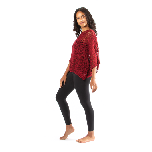Popcorn Knit Top - Dark Red