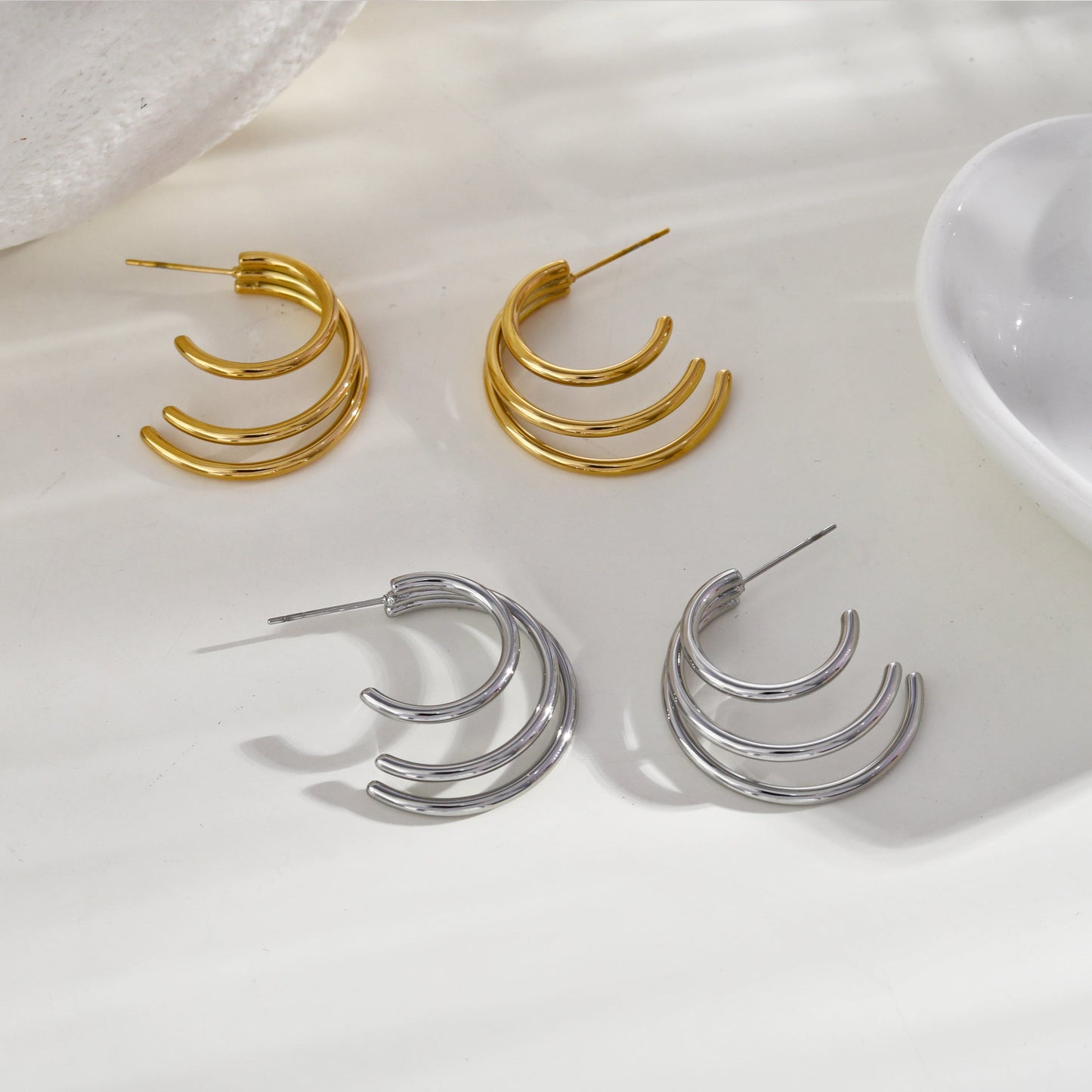 AILSA Triple Stacked Gold Hoop Earrings