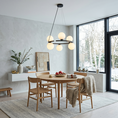 ANABELLE 6-Light Scandinavian Globe Chandelier for Dining Room & Modern Interiors