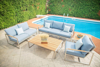 Acacia Stainless Steel Loveseat with Sunbrella® Cushions - AURABAGS SHOP