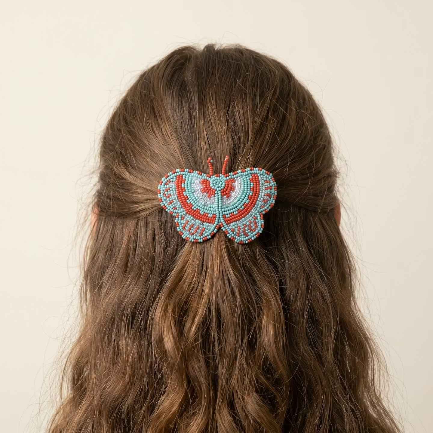 Turquoise Butterfly Beaded Barrette