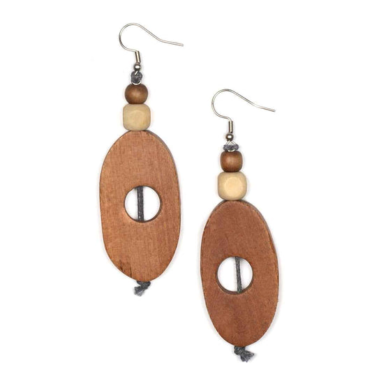 Wooden Oval Earring