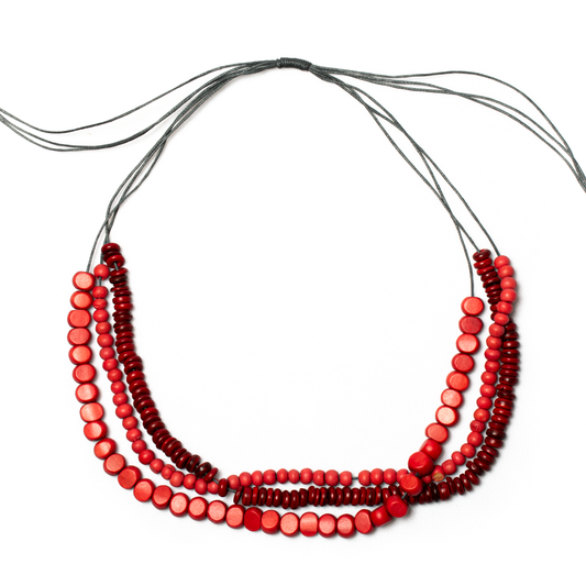 Triple Strand Mixed Wood Necklace
