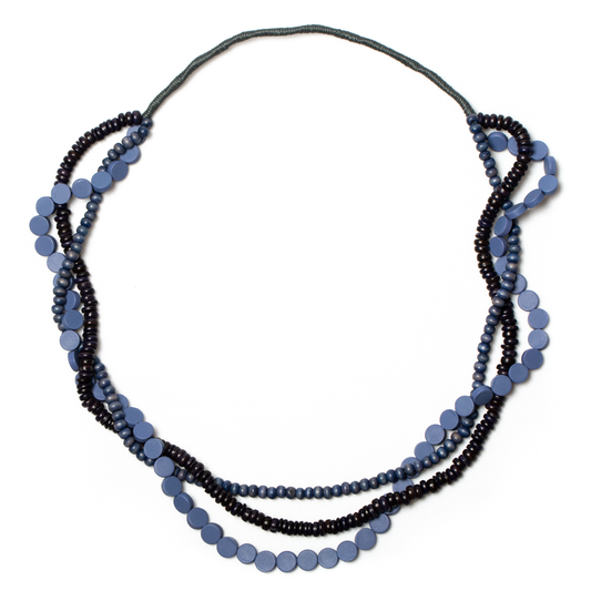 Triple Strand Wood & Resin Necklace