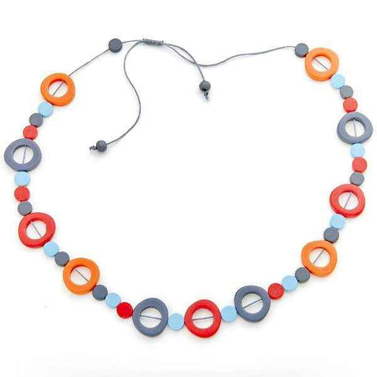 Long Resin Hoop and Disc Necklace
