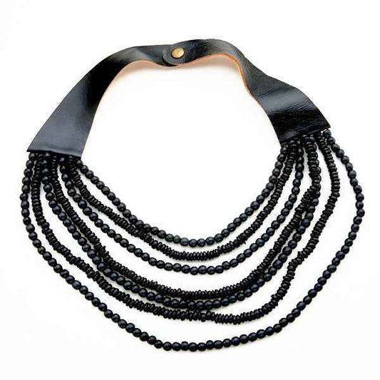 Multi Strand Wooden Bead Necklace