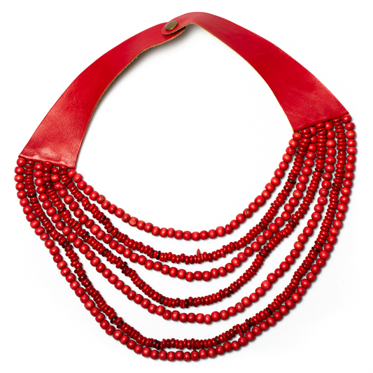 Multi Strand Wooden Bead Necklace