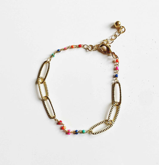 Gold Plate Chainlink Bracelet with Enamel