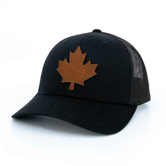 The Leaf Leather Patch Trucker Hat (Horween Dublin Blonde)