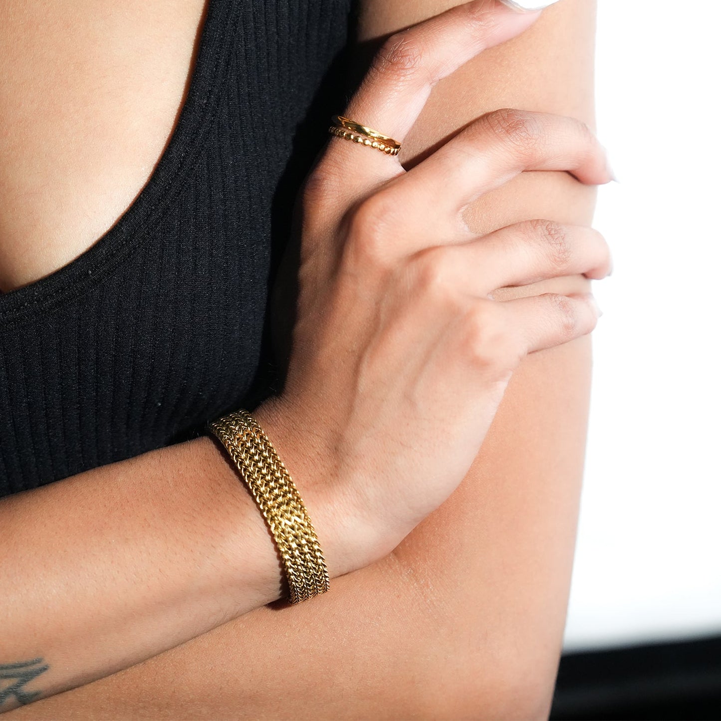 BOLOGNA Gold: Italian Vintage Mesh Chain Bracelet