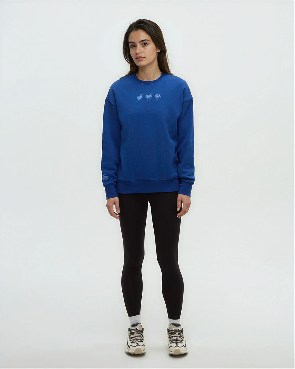 Haiti-Stickerei, lockeres Crew Neck