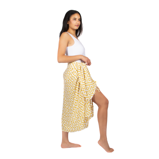Geometric Print Sarong - Yellow