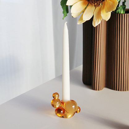 Blasen-Kristallglas-Kerzenhalter – Orange Dekorative Skulptur