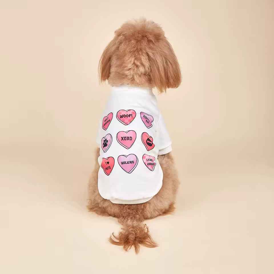 Valentine Hearts Dog Tee – Cute Love Print Pet Shirt
