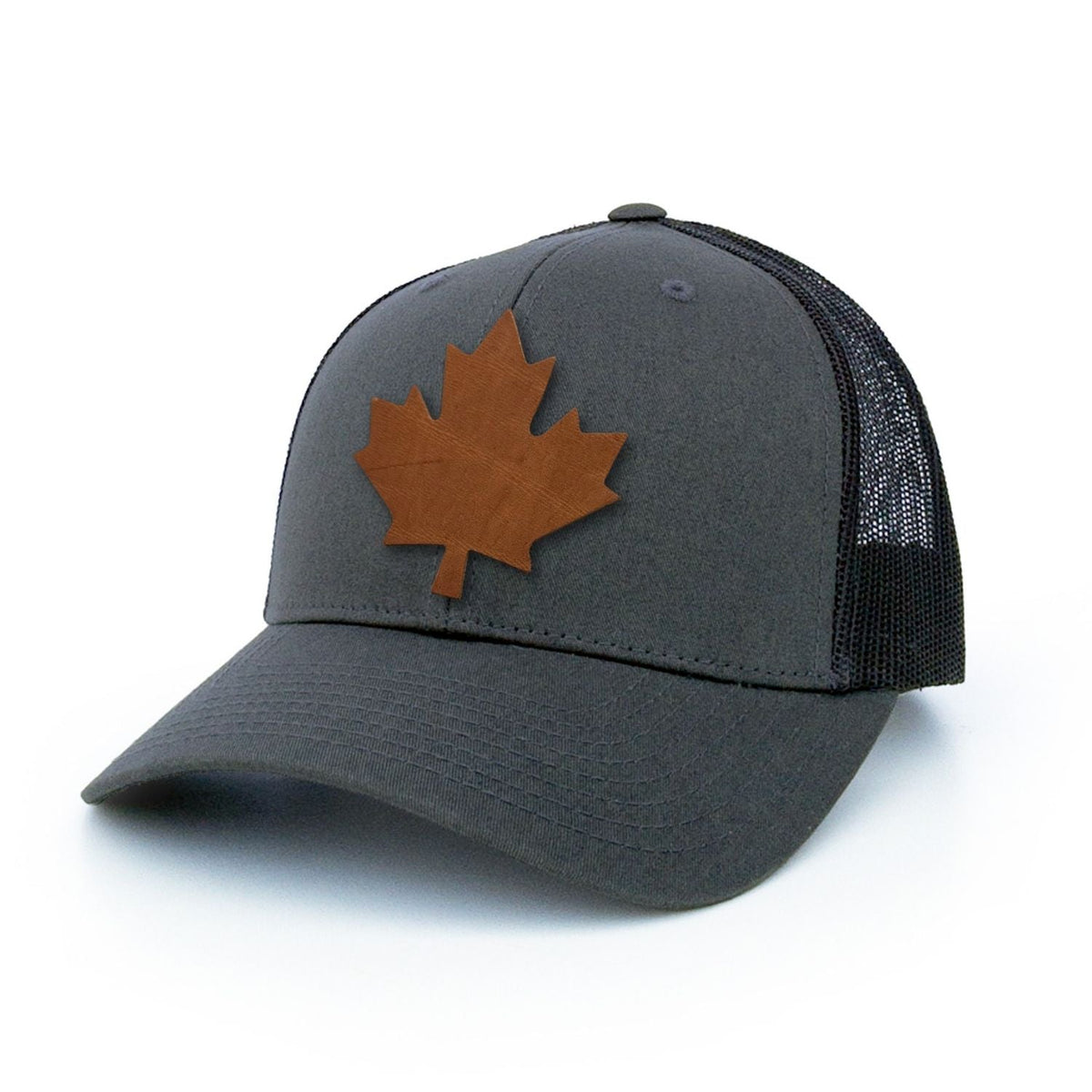 The Leaf Leather Patch Trucker Hat (Horween Dublin Blonde)