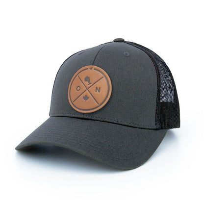 Ontario Compass Leather Patch Trucker Hat