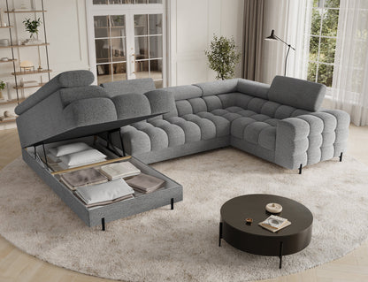 Fectory Sektional Schlafsofa mit Chaiselongue – Grau