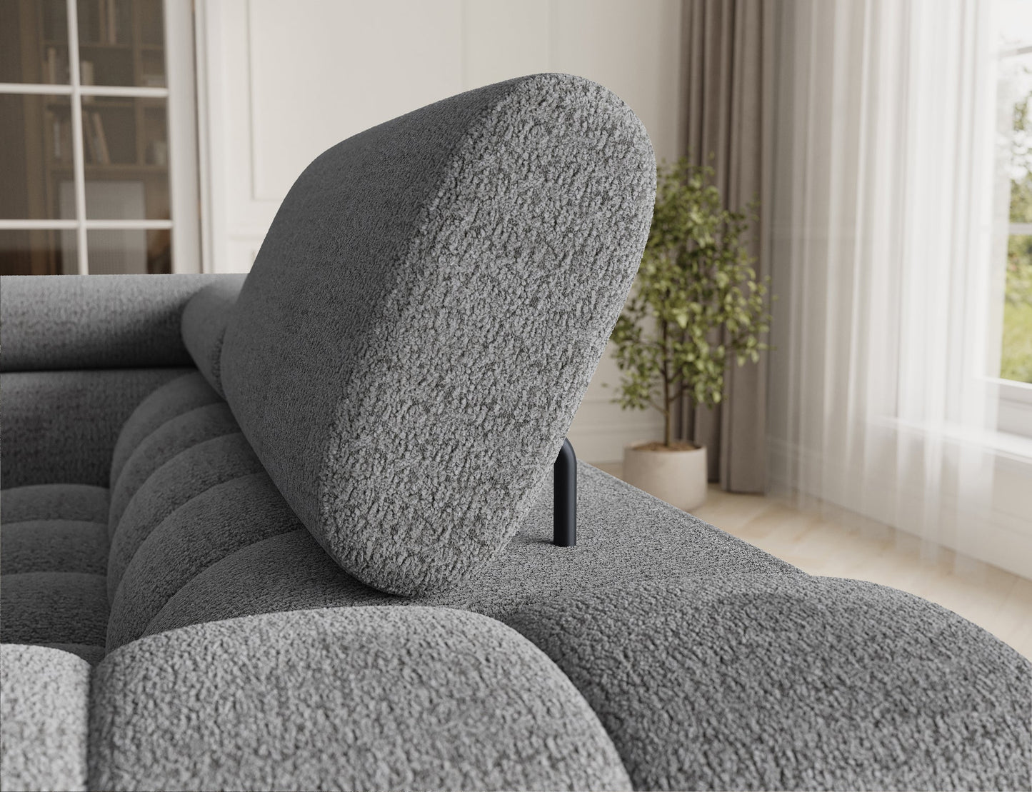 Fectory Sektional Schlafsofa mit Chaiselongue – Grau