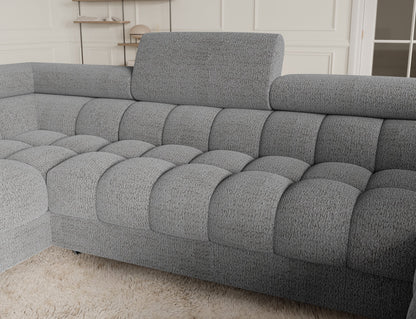 Fectory Sektional Schlafsofa mit Chaiselongue – Grau