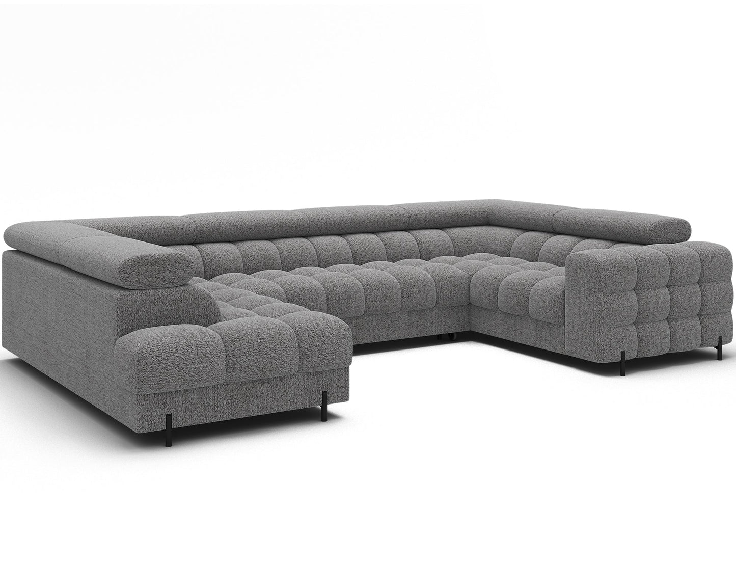 Fectory Sektional Schlafsofa mit Chaiselongue – Grau