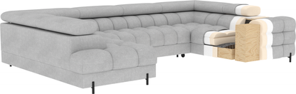 Fectory Sektional Schlafsofa mit Chaiselongue – Grau