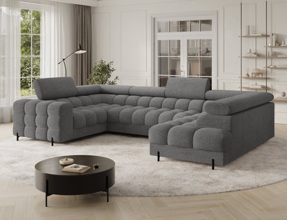Fectory Sektional Schlafsofa mit Chaiselongue – Grau