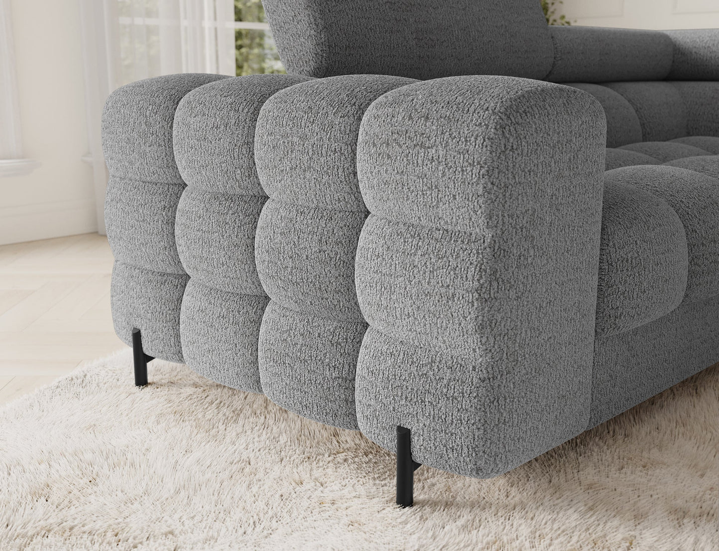 Fectory Sektional Schlafsofa mit Chaiselongue – Grau
