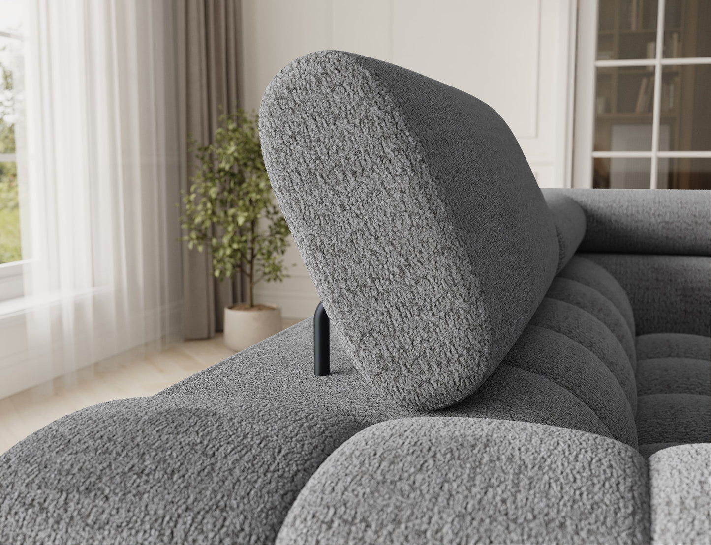 Fectory Sektional Schlafsofa mit Chaiselongue – Grau