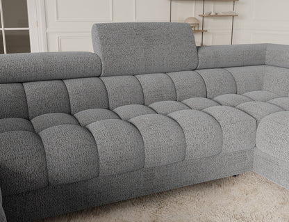 Fectory Sektional Schlafsofa mit Chaiselongue – Grau
