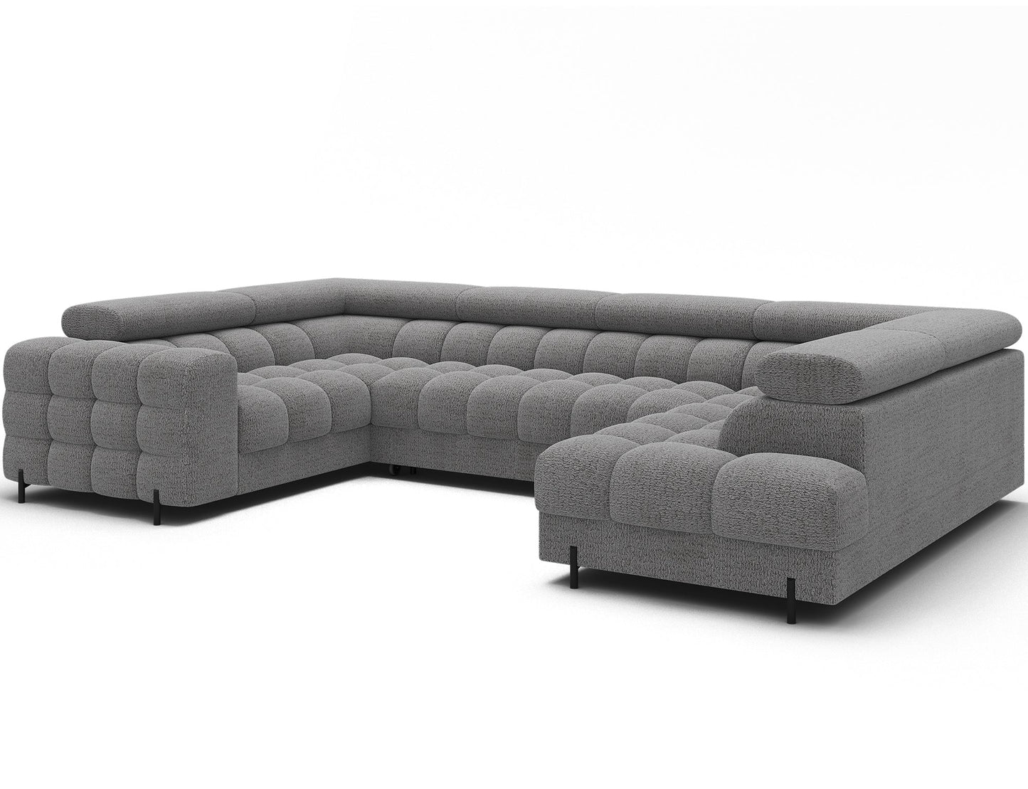 Fectory Sektional Schlafsofa mit Chaiselongue – Grau