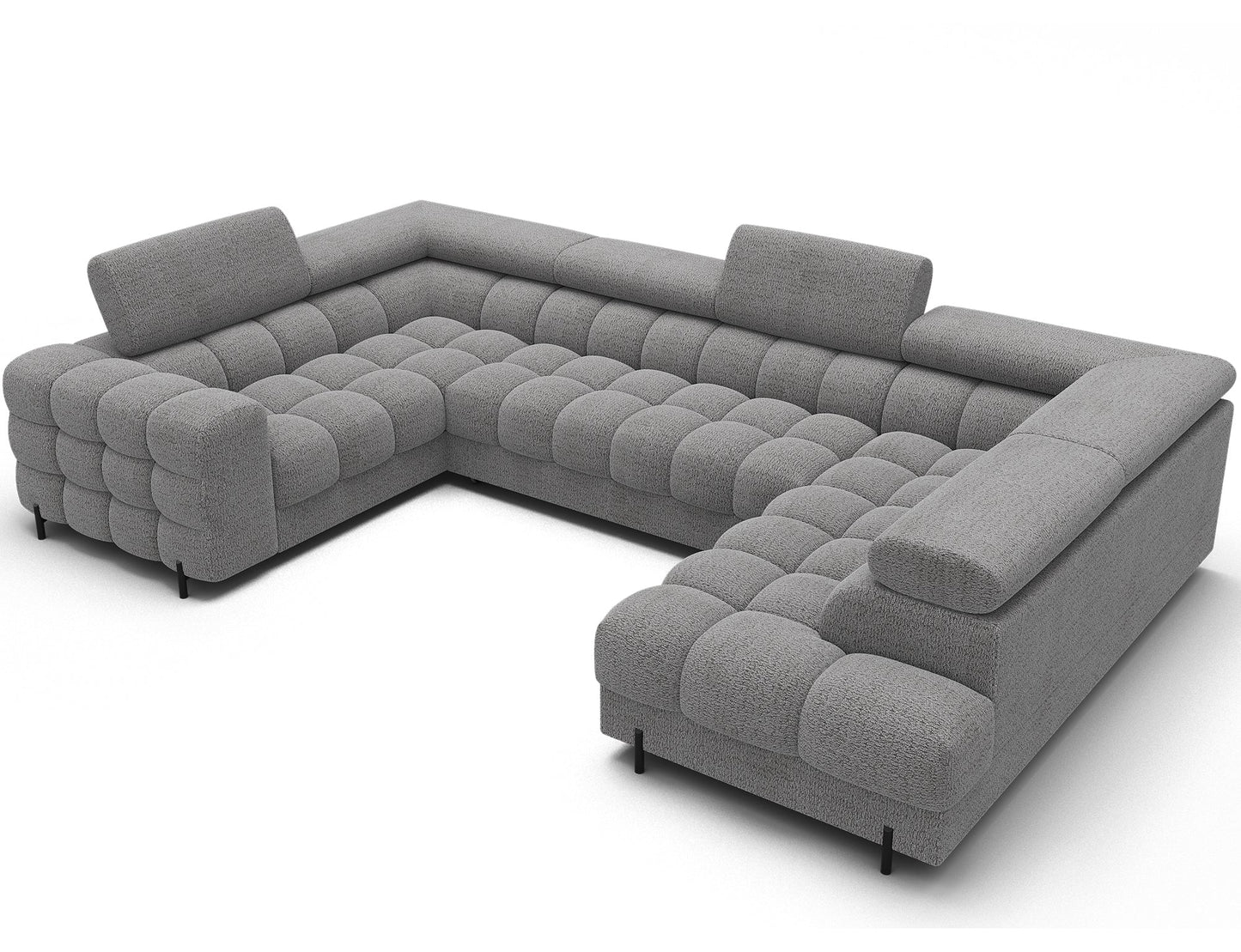 Fectory Sektional Schlafsofa mit Chaiselongue – Grau