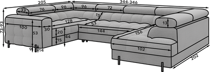 Fectory Sektional Schlafsofa mit Chaiselongue – Grau