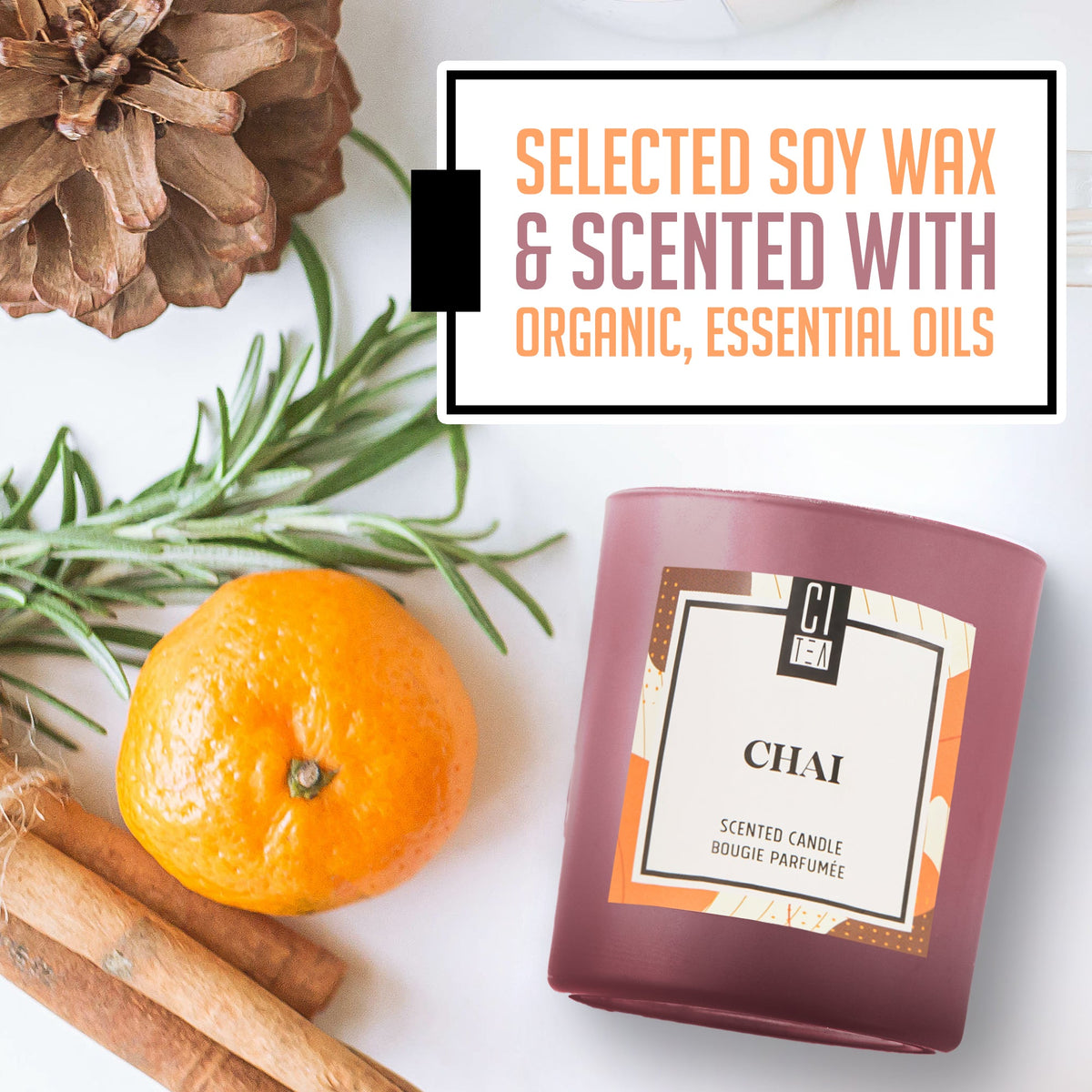 Chai Soy Wax Candle - Orange, Cinnamon and Cloves - 8 oz