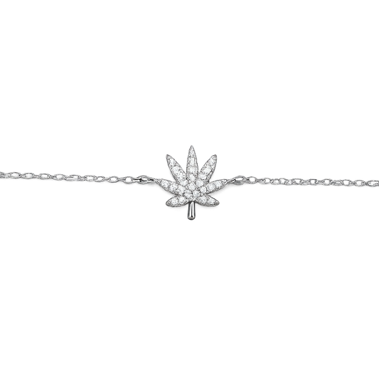 SILVER CANNABIS LEAF BRACELET