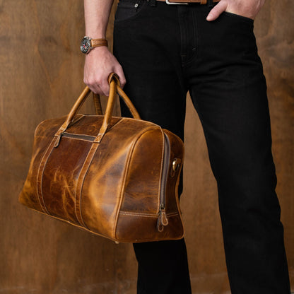 The Wayfarer Bag – Cognac Classic Duffle Bag aus Vollnarbenleder