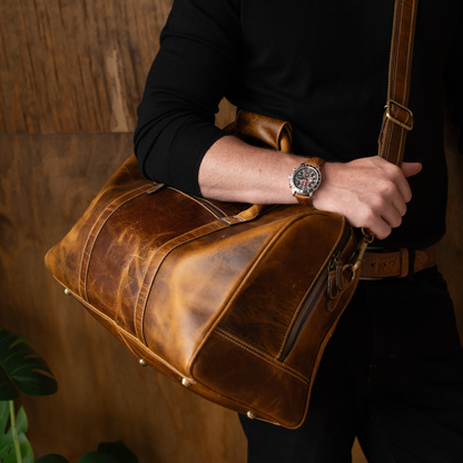 The Wayfarer Bag – Cognac Classic Duffle Bag aus Vollnarbenleder