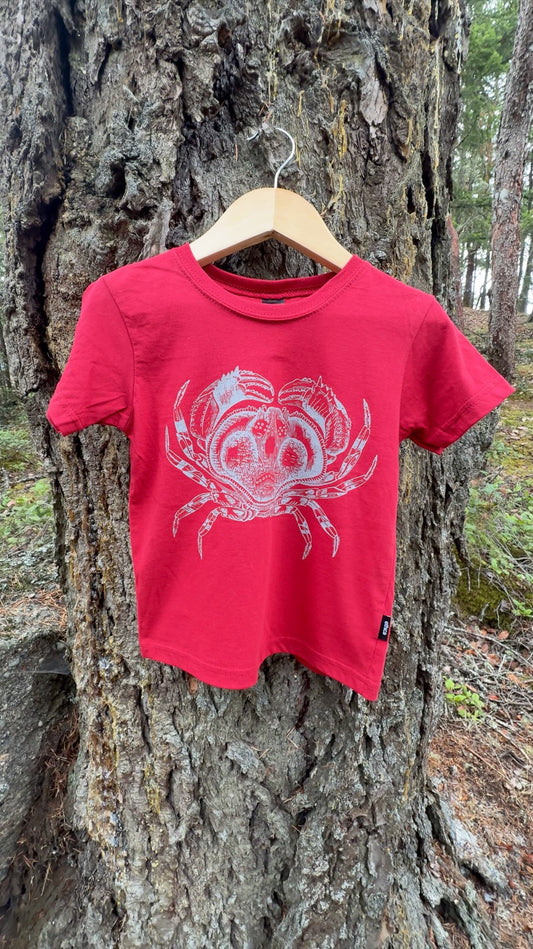 LITTLE CRAB - Kids Organic Cotton Tee - Cardinal Red