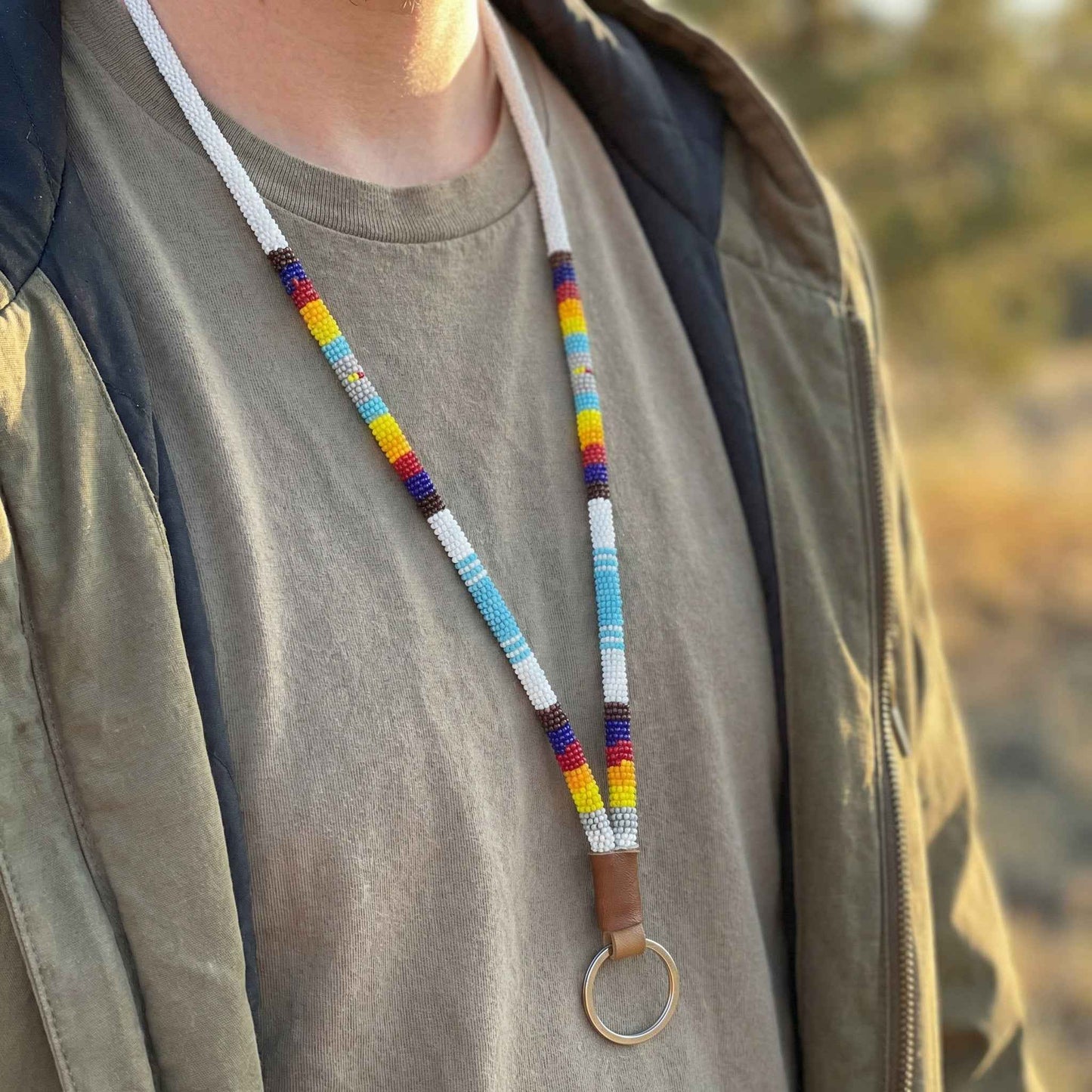 Round Beaded Lanyard(White)